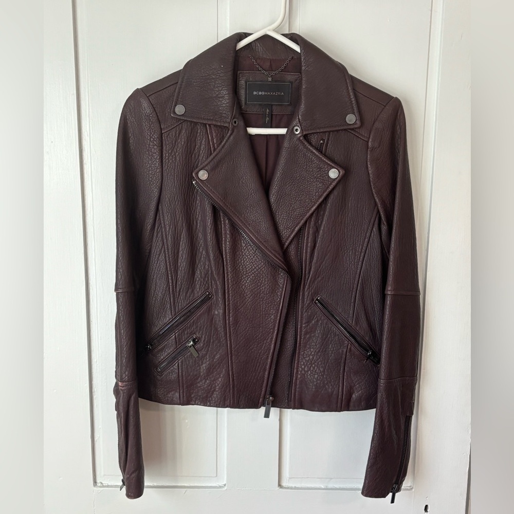 BCBGMaxAzria Women's Dark Brown Leather Jacket